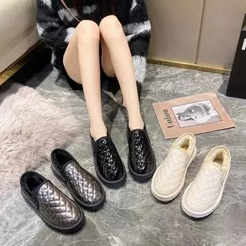 Обувь для женщин Элегантные на низком каблуке Женские зимние ботинки Черные мокасины Водонепроницаемые Удобные Стильные Шикарные Рабочие 36 белый