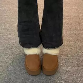 Обувь для женщин коричневые женские зимние сапоги полусапожки меховые ботильоны с круглым носком замшевые шикарные элегантные предложение зимняя обувь нескользящая мягкая 35