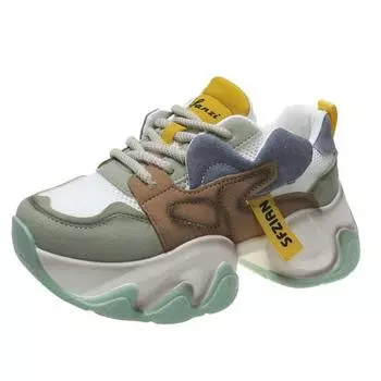 Обувь для женщин Лето 2024 Новые дышащие женские кроссовки на платформе со шнуровкой Женская прогулочная дизайнерская обувь Zapatos De Mujer 35 зелёный