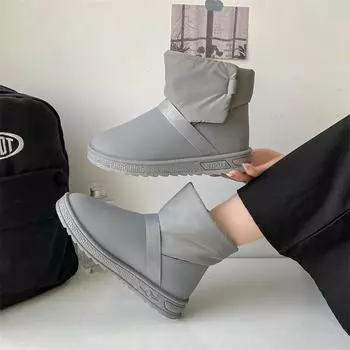 Обувь для женщин, массивные женские зимние ботинки, ботильоны с круглым носком, белая платформа, промо-акция, мягкая искусственная кожа, зима 2024, новинка, работа 35