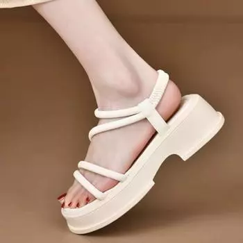 Обувь для женщин, модные летние женские босоножки, однотонные, на среднем каблуке, с водонепроницаемой резинкой, с открытым носком, женские босоножки для платья 35 покинуть белый