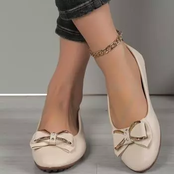 Обувь для женщин Мокасины Butterfly-Knot Дышащие Slip on Неглубокие балетки Роскошные туфли Элегантные офисные женские туфли Zapatos De Mujer 35 бежевый