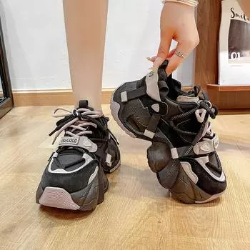 Обувь для женщин на шнуровке повседневная нескользящая дышащая износостойкая 2024 горячая распродажа осенний тренд мода на открытом воздухе женская обувь 35 серый
