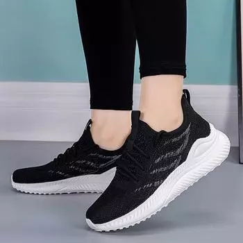 Обувь для женщин, новинка 2024 года, повседневные модные кроссовки, летающие тканые дышащие женские туфли, трендовые женские кроссовки на мягкой подошве 37 белый