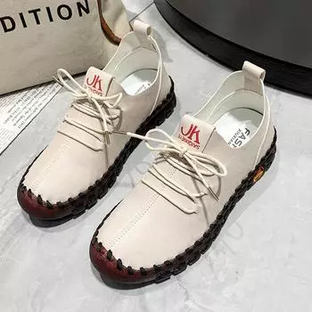 Обувь для женщин, новые однотонные женские туфли из вулканизированной кожи, летние кроссовки с круглым носком, женская повседневная обувь для активного отдыха Zapatos 35