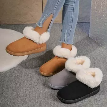 Обувь для женщин Новые осенне-зимние ретро-сапоги для снега Женские теплые короткие плюшевые мокасины Дизайнерские плоские женские ботинки телесного цвета Botas De Mujer 36-37 серый