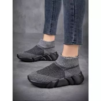 Обувь для женщин Прогулочная обувь Повседневная мода Дышащая толстая подошва Парная ленивая обувь Мужская обувь Кроссовки для бега на открытом воздухе для мужчин 36 чёрный