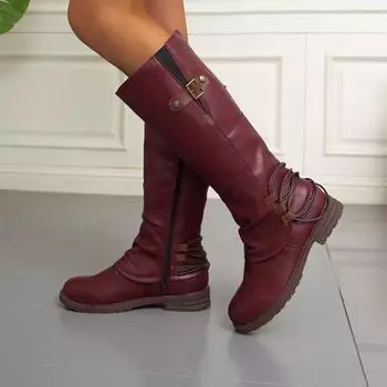 Обувь для женщин, распродажа, женские сапоги до колена, модные узкие современные сапоги, женские новые туфли на высоком каблуке с круглым носком, Zapatos 35 красный