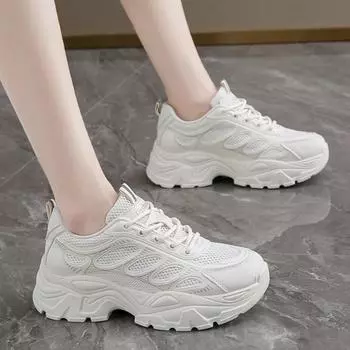 Обувь для женщин весна осень лето разноцветные дышащие кроссовки на платформе повседневные сетчатые легкие спортивные кроссовки 35-40 35 бежевый