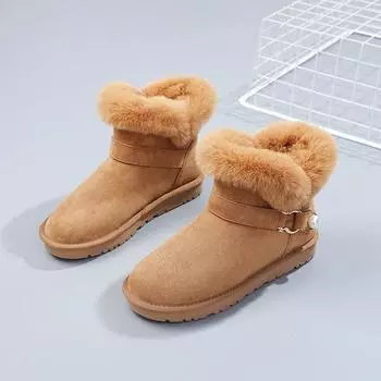 Обувь для женщин, женские зимние сапоги с круглым носком, элегантные, на низком каблуке, белые, со стразами, меховые, Y2k, зима 2024, новинка, комфорт, ПУ 35