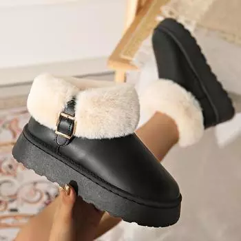 Обувь для женщин Зимние женские сапоги с круглым носком из цельного флоксового плюша теплые на среднем каблуке водонепроницаемые повседневные зимние сапоги женские Botas De Mujer 36 бежевый