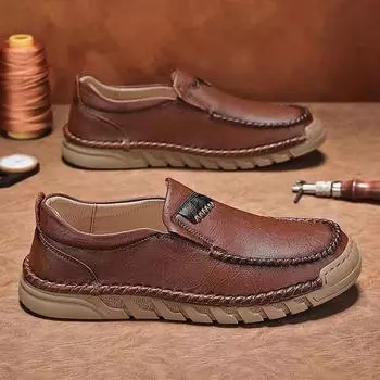 Обувь Doudou мужская 2024 новые однопедальные ленивые мокасины мягкие боковины из кожи мягкая подошва повседневная мужская обувь 38