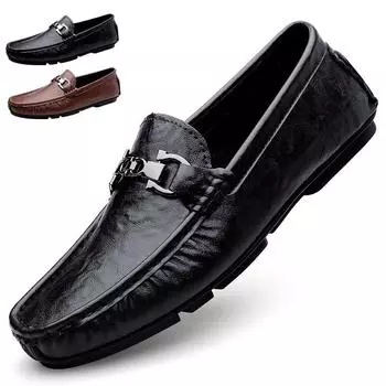 Обувь Doudou, мужская, из натуральной кожи, легкие, роскошные, повседневные, кожаные туфли с одной педалью, мужские мокасины с мягкой подошвой 38 коричневый