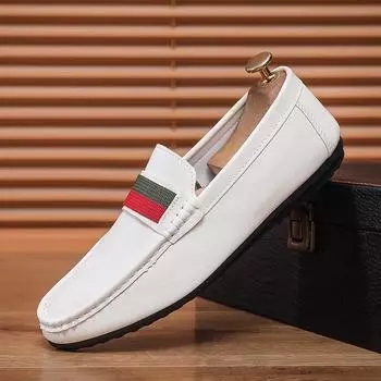 Обувь Doudou, мужская летняя новая модная мужская обувь, универсальная мужская удобная мягкая подошва с одной педалью для вождения, повседневная кожаная обувь прилив 39