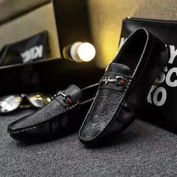 Обувь Doudou мужская весна 2025 года, новая европейская станция, мужская кожаная обувь, повседневная, ленивая, с покрытием для ног, трендовая обувь, дышащая и легкая 39 белый