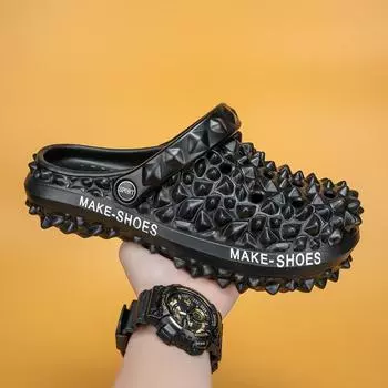 Обувь Durian Hole Мужские пляжные сандалии на толстой подошве Однотонные уличные нескользящие повседневные тапочки для мужчин 39 бежевый