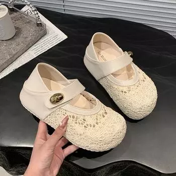 Обувь двойного ношения, женские туфли Мэри Джейн на толстой подошве, новые красивые, не утомляют ноги, полые и дышащие одинарные туфли, лето 35