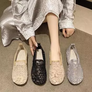 Обувь Fisherman 2024, лето и осень, новые туфли Doudou с плоской подошвой, однопедальные ленивые мокасины с мягкой подошвой, женская обувь 35 хаки