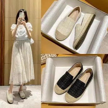 Обувь Fisherman Shoes Женские плоские мокасины из льна и соломы, плетеные из соломы, с ароматом ветра, на толстой подошве, нескользящие, повседневные, ленивые 35 абрикосовый