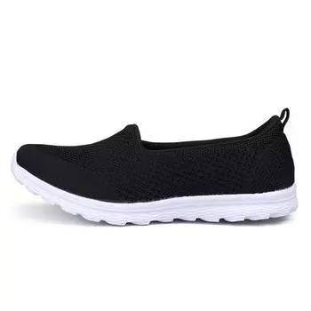 Обувь Foot Lazy Shoes женская летающая плетеная женская обувь с мелким горлом повседневная дышащая плоская подошва одинарные туфли сетчатая обувь на все времена года большой размер 35 чёрный