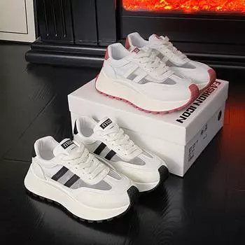 Обувь Forrest Gump Женская летняя дышащая универсальная сетчатая обувь Женская обувь Повседневная обувь для папы на платформе Модные однобортные туфли 35 бежевый