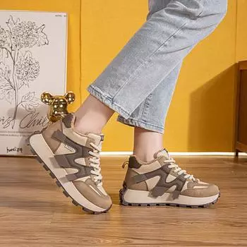 Обувь Forrest Gump Женская осенне-зимняя бархатная обувь для девочек Универсальная нескользящая повседневная спортивная обувь на платформе для студентов 35