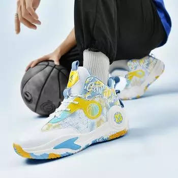 Обувь Four Seasons Breathable Mesh Tide Shoes Foot Blue Row Sports Casual Couple Shoes со шнуровкой и высоким верхом Actual Combat Slow Shock Basketball Shoes 35