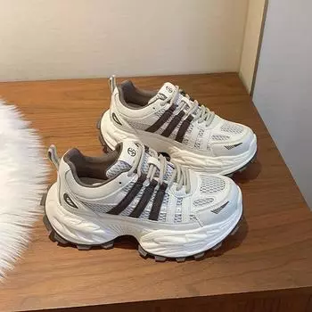 Обувь Gu Yunshu Dad Shoes для женщин 2025 года, весна и осень, новая платформа, обувь Forrest Gump, популярные повседневные кроссовки для женщин 35 чёрный