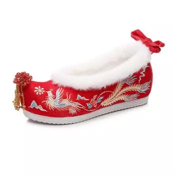 Обувь Hanfu с кисточками, старинная вышитая обувь, свадебные туфли Xiuhe, китайская внутренняя отделка, тканевая обувь 34