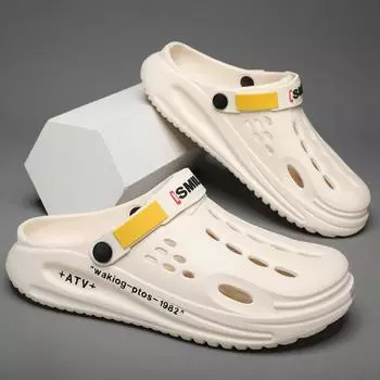 Обувь Hole для мужчин, домашняя и уличная одежда 2025 года, знаменитость из Интернета Ева, наступающая на дерьмо, чувствующая себя двумя, носит пляжные классные тапочки, тапочки 38 бежевый