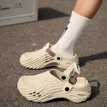 Обувь Hole для мужчин и женщин, летняя обувь EVA, ощущение дерьма, один ботинок, два ботинка, классные тапочки, пляжная обувь для улицы, тапочки 36-37 чёрный