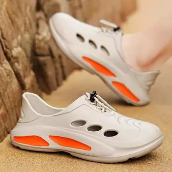 Обувь Hole мужская летняя одежда дышащая Интернет знаменитость Ева наступить на дерьмо чувство круто тапочки мужчины таскают Пляжная обувь 39 чёрный