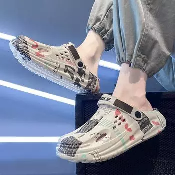 Обувь Hole мужская одежда Интернет знаменитость Ева наступает на дерьмо чувство один ботинок два носить Вьетнам высококачественные классные тапочки тапочки 38 бежевый