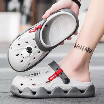 Обувь Hole Shoes Men Wear Нескользящая Мягкая Подошва Bag Head Мужские Тапочки Спортивные Толстые Подошвы Пляжные Сандалии Для Мужчин 40/41