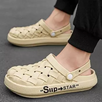 Обувь Hole Shoes Мужская летняя мультяшная тенденция Главная Пары Сандалии Hole Shoes Сабо Мужские тапочки Baotou Женские сандалии на платформе для студентов 36