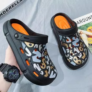 Обувь Hole Shoes Мужская сумка Head Drag Outside Wear Нескользящие двойные пляжные сандалии Спортивные повседневные тапочки Толстая подошва 38/39 хаки