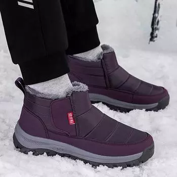 Обувь из хлопка для пожилых женщин, зимние теплые кроссовки из кашемира для пожилых матерей, нескользящие водонепроницаемые зимние ботинки 35