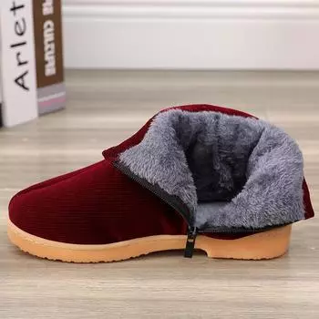 Обувь из хлопка ручной работы, женская, зимняя, домашняя, для пожилых матерей, нескользящая, на толстой подошве, бархатные, термотапочки из хлопка, мужская сумка на каблуке 36 (for size 35 feet) красный