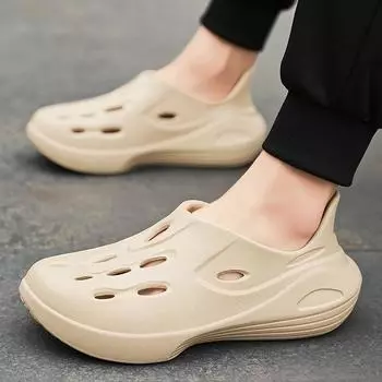 Обувь из кокосового волокна EVA, мужская сумка, дышащие сандалии, модные пляжные нескользящие чехлы для ног, дышащие, классные тапочки 40 чёрный