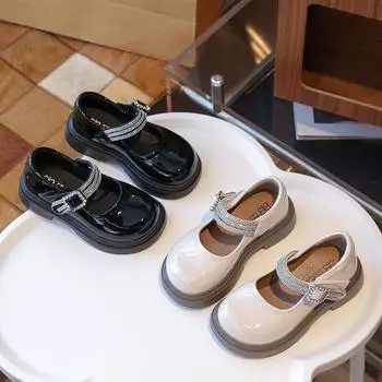 Обувь из кожи для девочек на вечеринку, свадьбу, детская обувь для принцесс, модная детская обувь для выступлений, универсальная противоскользящая обувь 2024 года, новинка 26 чёрный