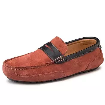 Обувь из натуральной кожи больших размеров, мужские лоферы, удобная повседневная обувь, мужские мокасины на плоской подошве, мужская обувь 38 синий