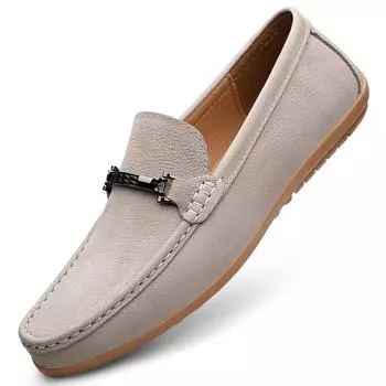 Обувь из натуральной кожи больших размеров, мужские лоферы, удобная повседневная обувь, мужские мокасины на плоской подошве, мужская обувь 36 бежевый