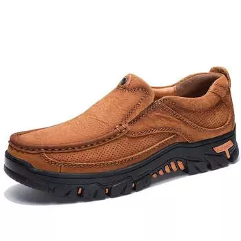 Обувь из натуральной кожи, мужская брендовая обувь, модная мужская повседневная обувь, мужские мужские туфли без шнуровки из воловьей кожи высокого качества на плоской подошве 48 чёрный