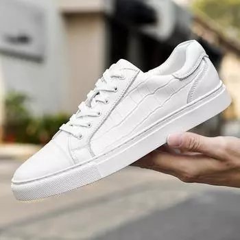 Обувь из натуральной кожи, мужская, на шнуровке, весна-осень, на плоской подошве, мужская повседневная обувь, мягкая коровья кожа, мужская обувь, белые туфли 6.5