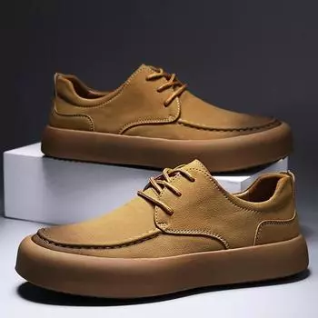 Обувь из натуральной кожи. Мужская повседневная обувь. Модная брендовая мужская обувь на плоской подошве из коровьей кожи. Черно-белые туфли. 38 хаки