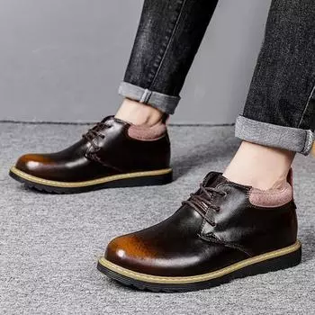 Обувь из натуральной кожи. Мужская повседневная обувь. Модная брендовая мужская обувь на плоской подошве из коровьей кожи. Черно-белые туфли. 38 коричневый