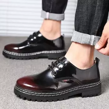 Обувь из натуральной кожи. Мужская повседневная обувь. Модная брендовая мужская обувь на плоской подошве из коровьей кожи. Черно-белые туфли. 38 бордовый