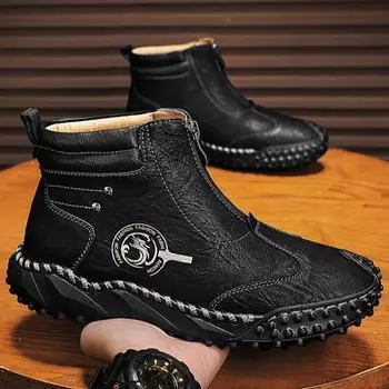 Обувь из натуральной кожи. Мужская повседневная обувь. Модная брендовая мужская обувь на плоской подошве из коровьей кожи. Черно-белые туфли. 38 хаки