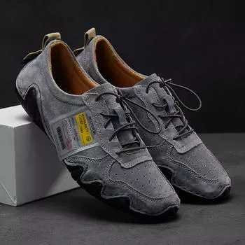 Обувь из натуральной кожи. Мужская повседневная обувь. Большой размер 38–46. Удобная обувь для вождения. Мокасины. Мужские лоферы. 38 хаки