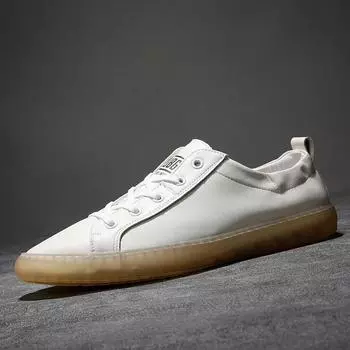 Обувь из натуральной кожи, мужские кроссовки, модный бренд, повседневная обувь для молодых мужчин, плоская мужская обувь, белая, из коровьей кожи TPR, нескользящая, D173 39